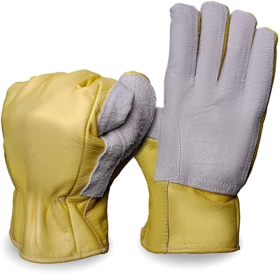 Cowhide Leather Flex Grip Work Gloves – Durable Safety Gloves for Gardening | Construction | Men & Women (1 Pair)